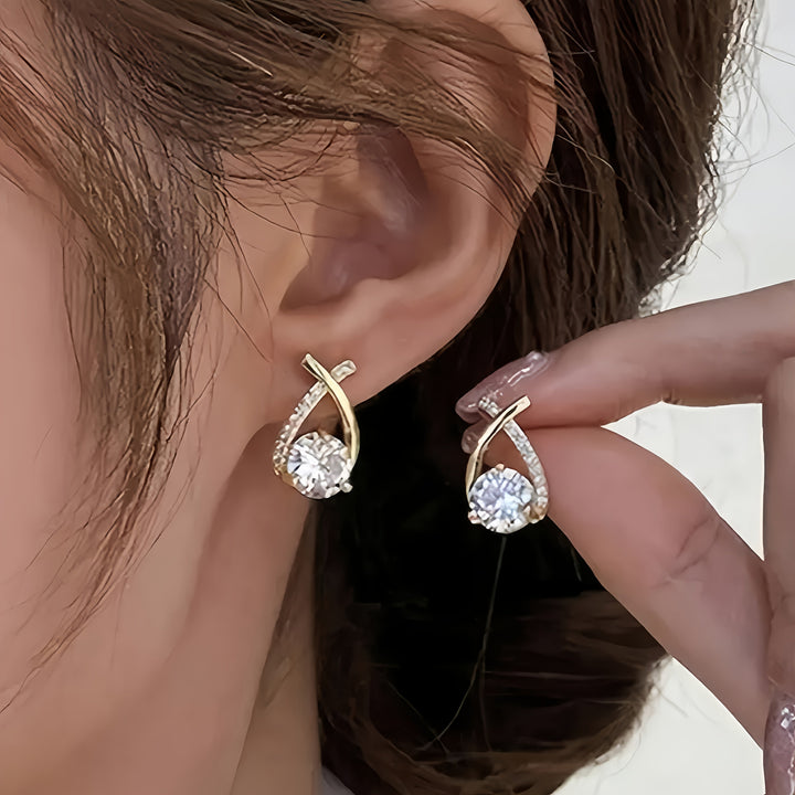 Leni - Gold Cross Earrings with Zirconia