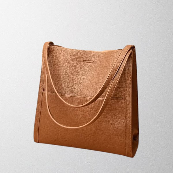 Valérie Dupré - Solid Colour Simple Genuine Leather Shoulder Bag