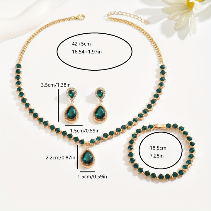 ELEGANT GEOMETRIC CRYSTAL JEWELLERY SET