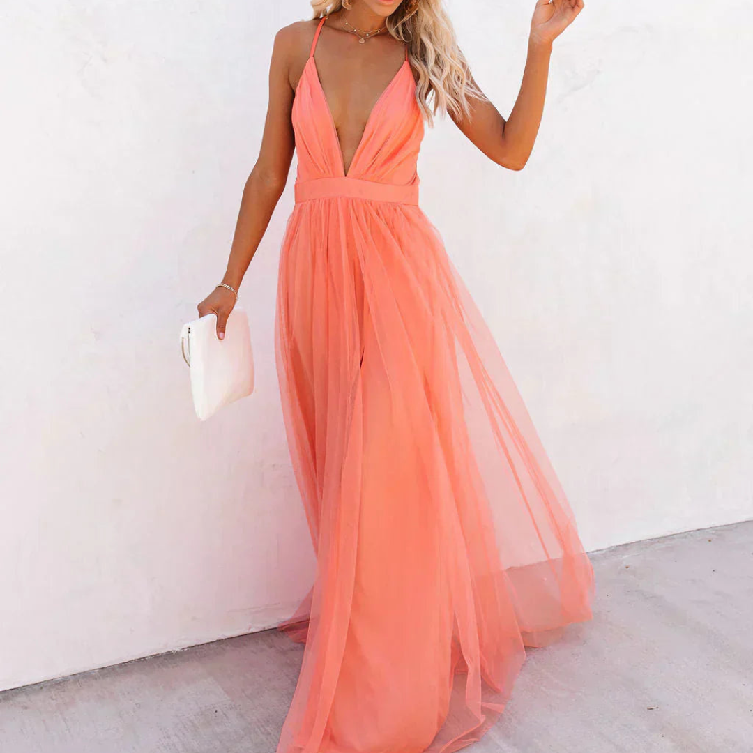 Rose | Coral Light Maxi Dress