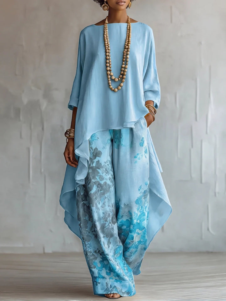 Geneva | Asymmetrical Fluid Floral Outfit
