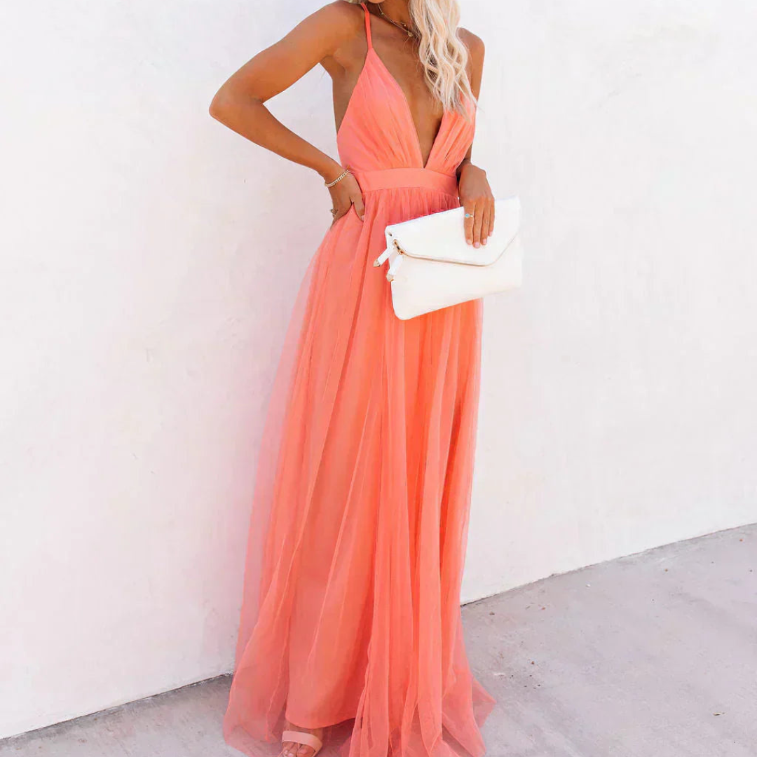 Rose | Coral Light Maxi Dress