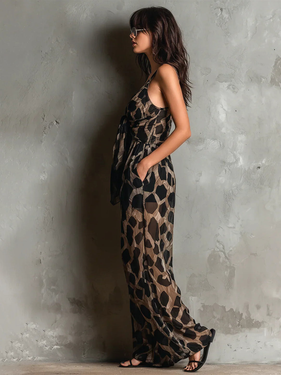 Leonor | Animal print jumpsuit with halter neck