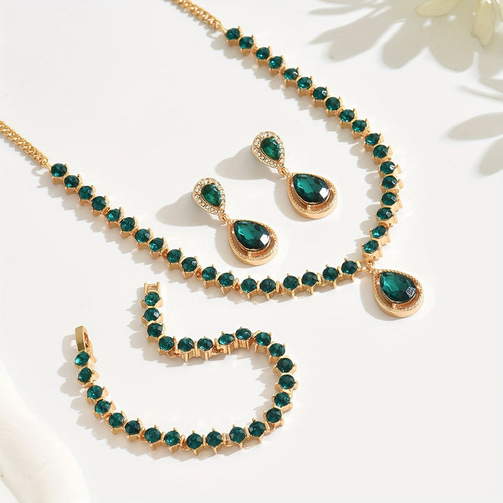 ELEGANT GEOMETRIC CRYSTAL JEWELLERY SET