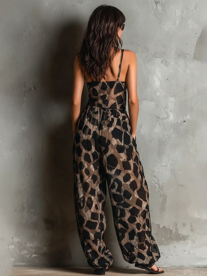 Leonor | Animal print jumpsuit with halter neck