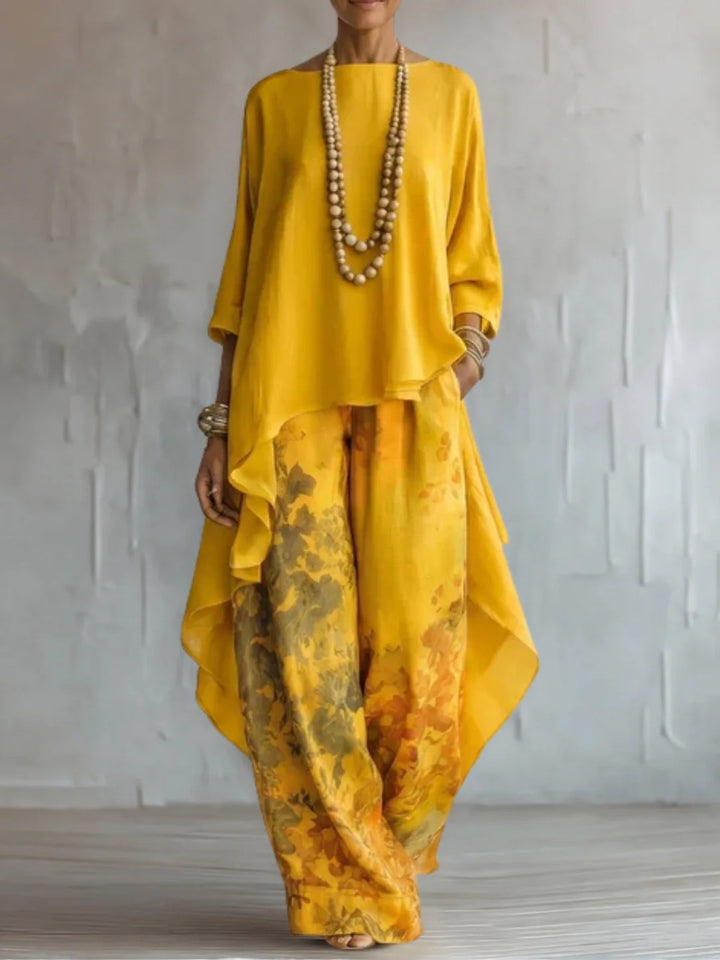 Geneva | Asymmetrical Fluid Floral Outfit
