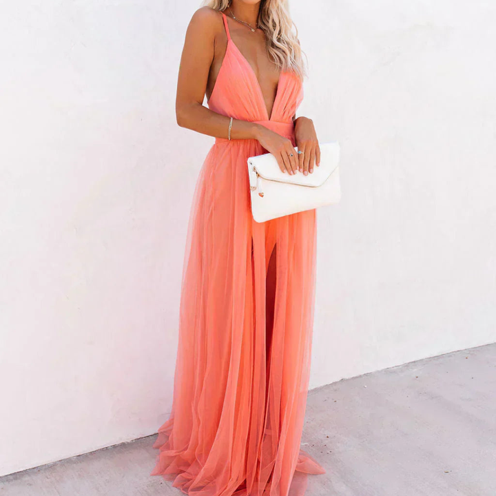 Rose | Coral Light Maxi Dress