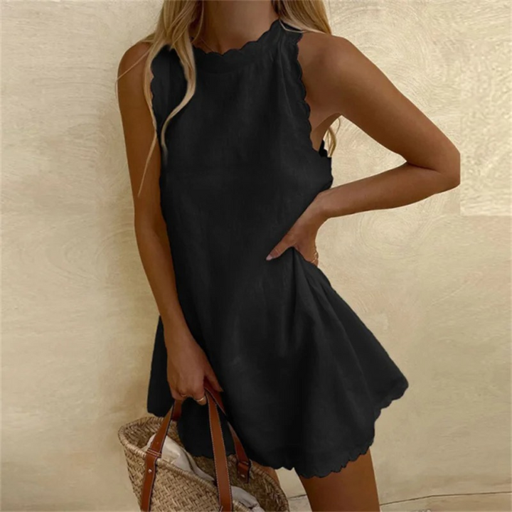 Mavelle | Summer Linen Dress with Wavy Edges