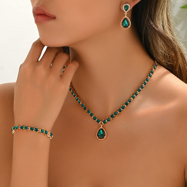 ELEGANT GEOMETRIC CRYSTAL JEWELLERY SET