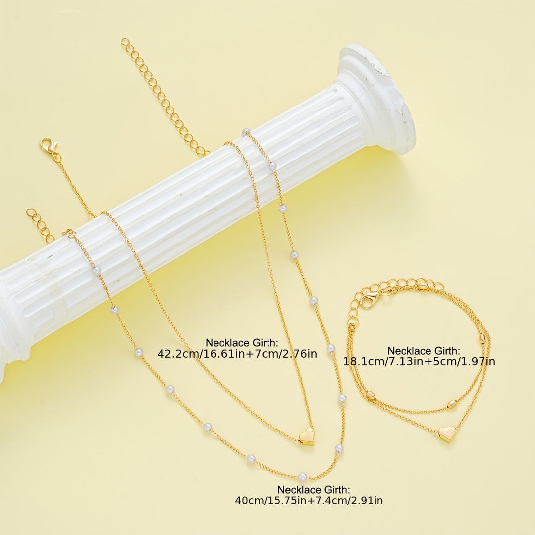 LAYERED HEART & PEARL JEWELLERY SET