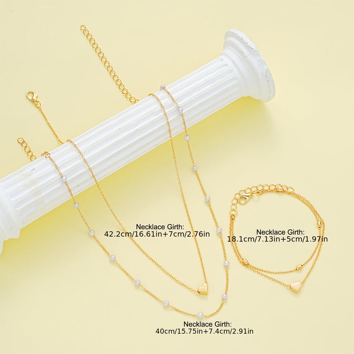 LAYERED HEART & PEARL JEWELLERY SET