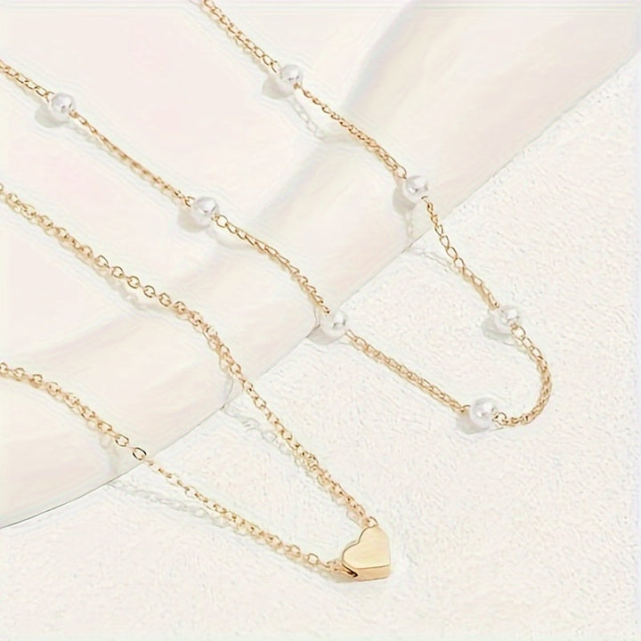 LAYERED HEART & PEARL JEWELLERY SET