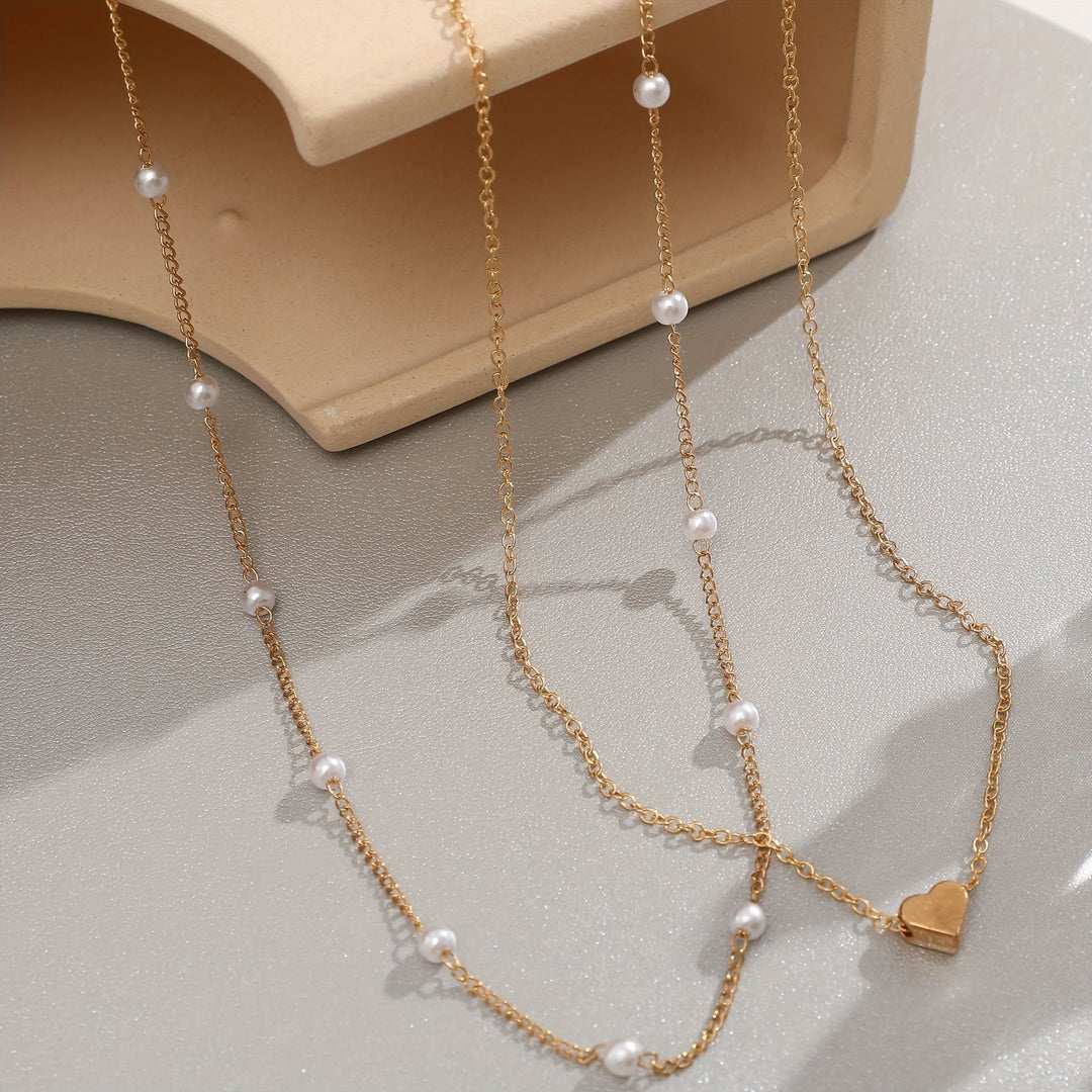 LAYERED HEART & PEARL JEWELLERY SET
