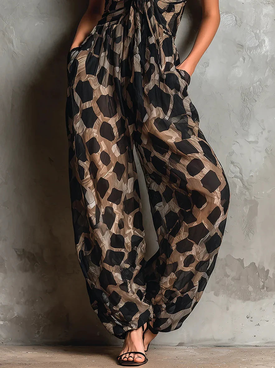 Leonor | Animal print jumpsuit with halter neck