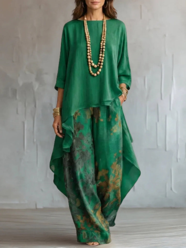 Geneva | Asymmetrical Fluid Floral Outfit