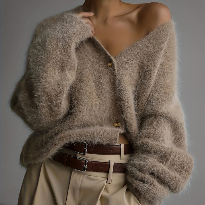 SERIAVI | V-NECK LIGHT GREY CARDIGAN