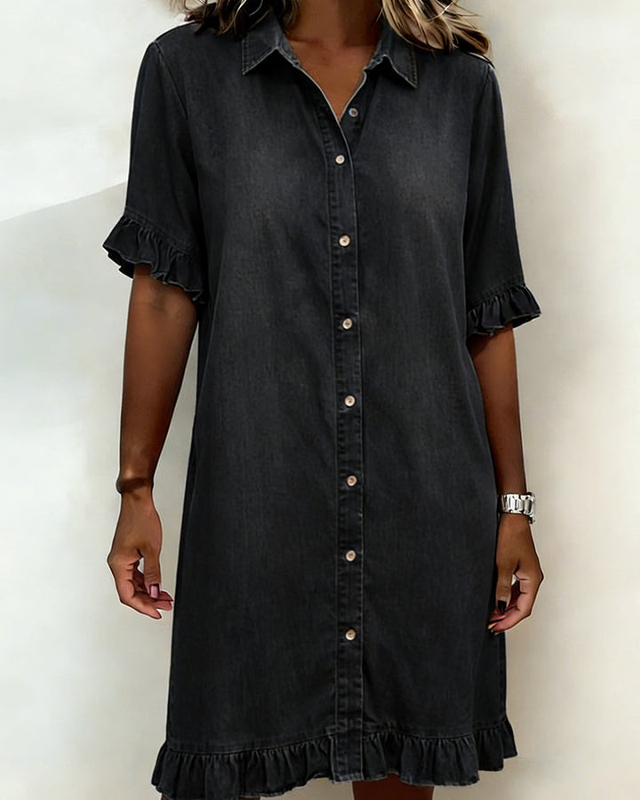 Aveline | Comfortable Denim Dress with Flattering Pleats