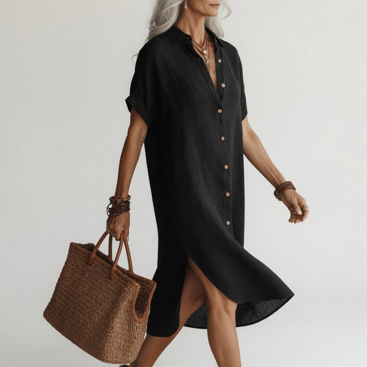Évanélie™ — Premium Breathable Midi Shirt Dress with Parisian Flair