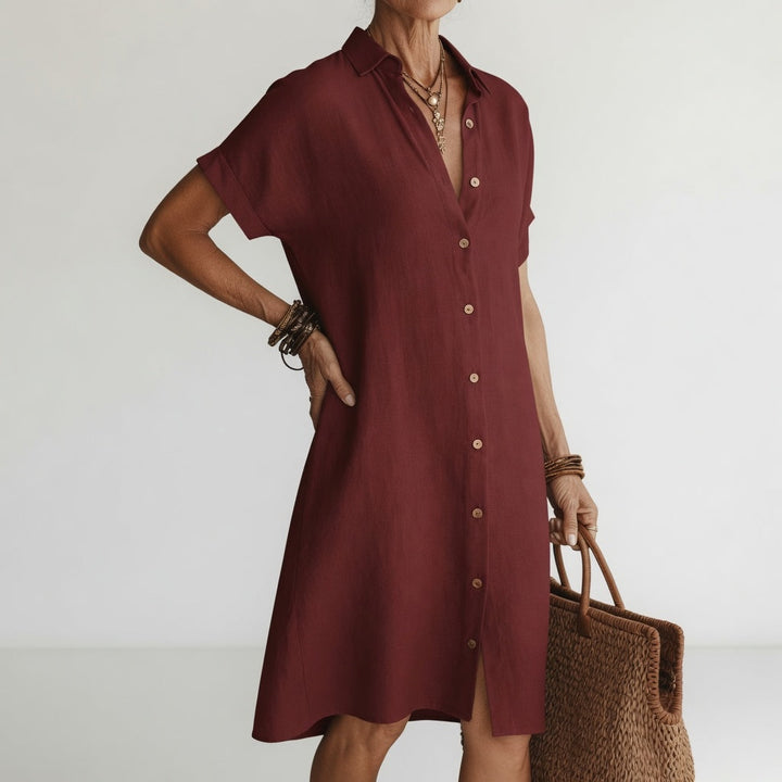 Évanélie™ — Premium Breathable Midi Shirt Dress with Parisian Flair