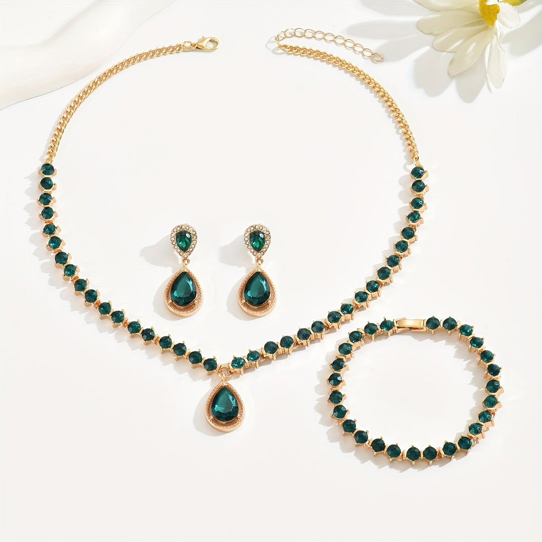 ELEGANT GEOMETRIC CRYSTAL JEWELLERY SET