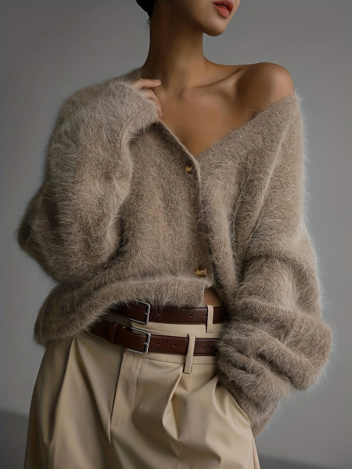 SERIAVI | V-NECK LIGHT GREY CARDIGAN