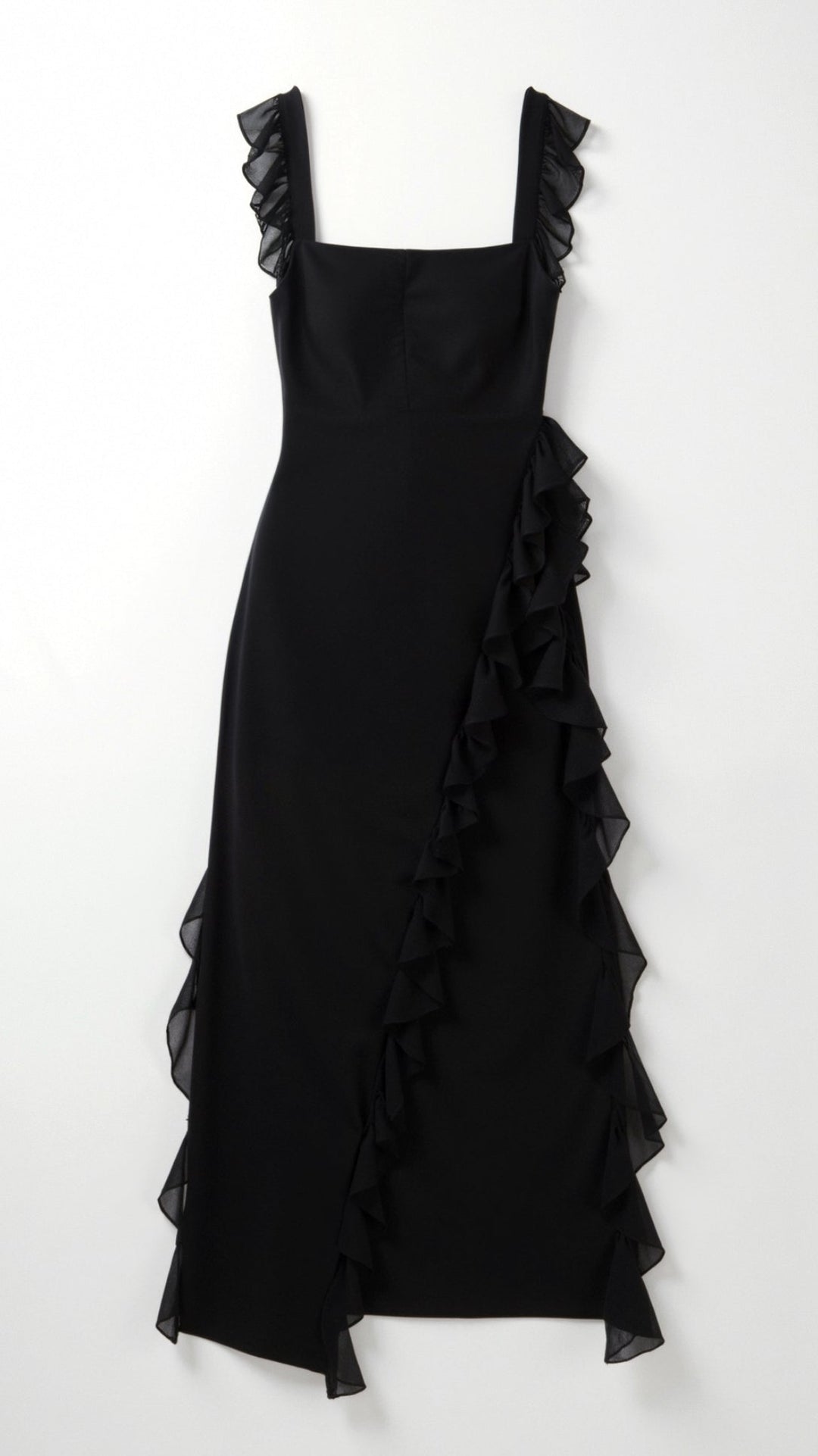 SOLANDRA | PROM DRESS WITH RUFFLE AND SLIT MAXI